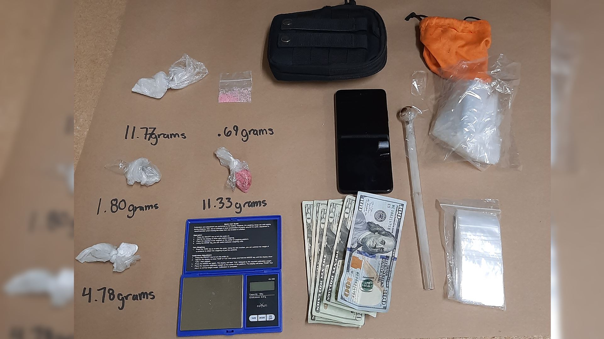 Fentanyl, methamphetamine, sales items and cash seized during traffic stop