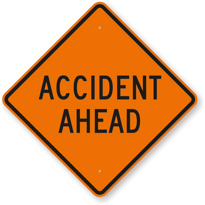 Accident Ahead Road Sign