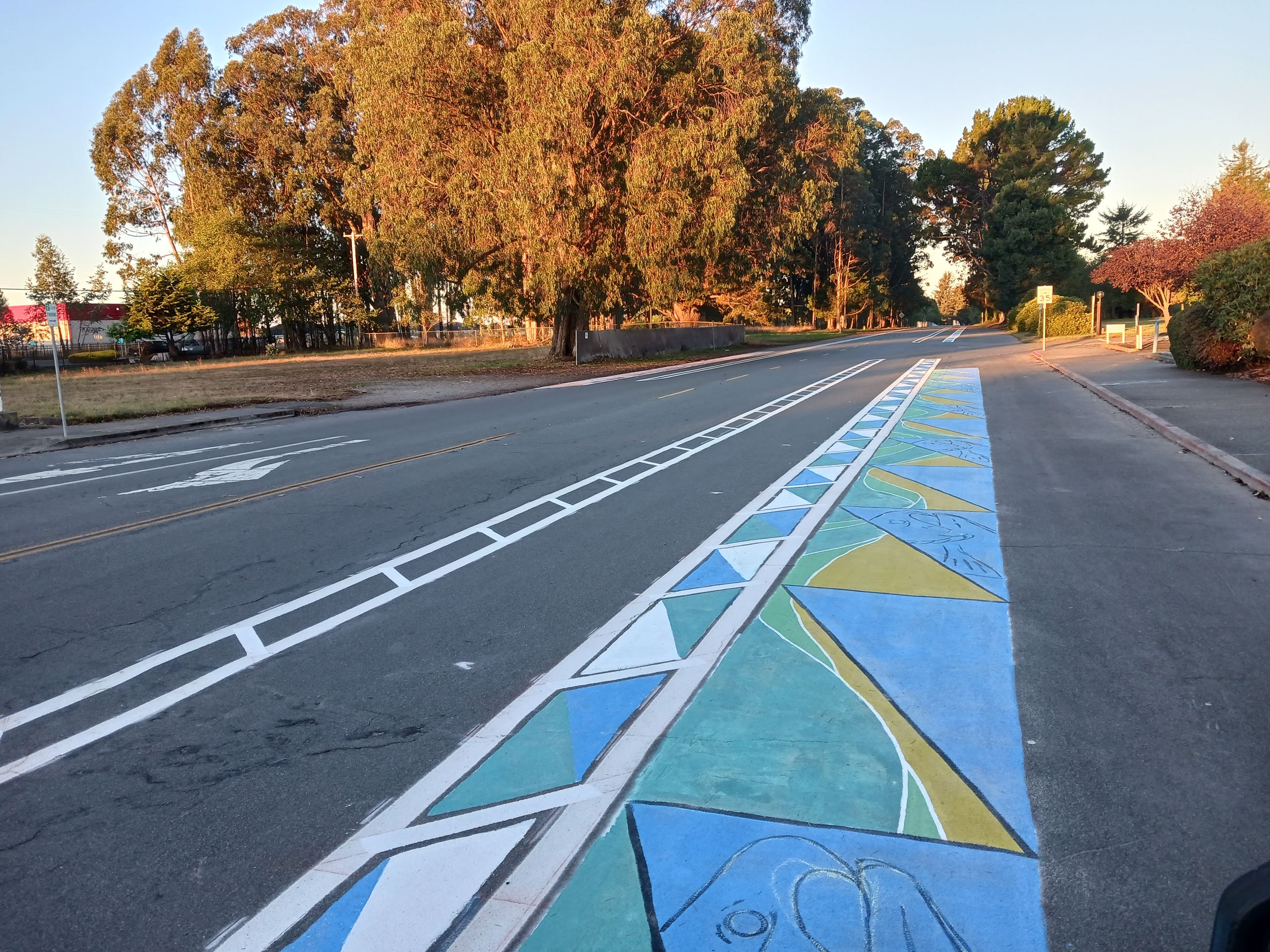 Picture of Hiller Road showing community art