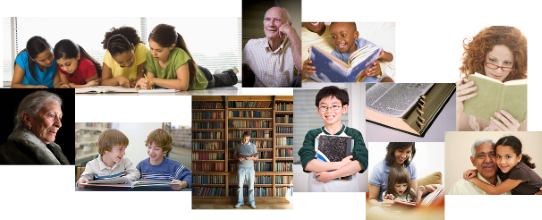 Photos of a variety of people who are readers.