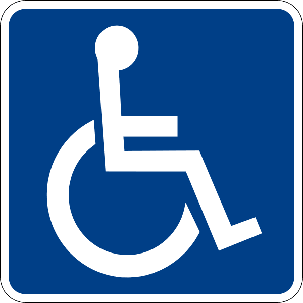 White Wheelchair logo on blue background