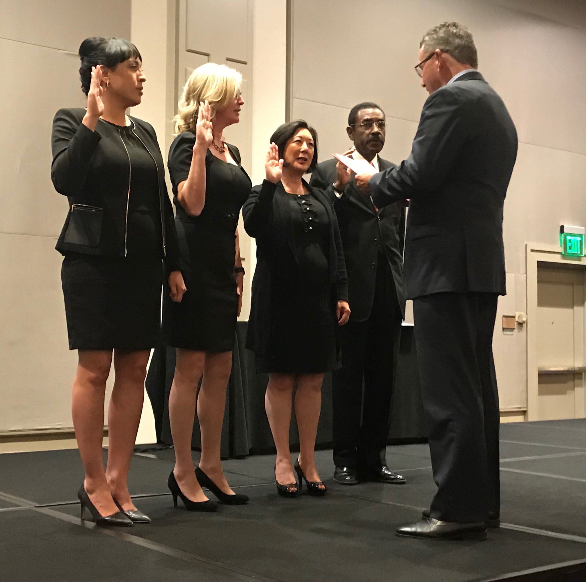 Supervisor Virginia Bass, second from left, is installed as the First Vice President for CSAC on Thu
