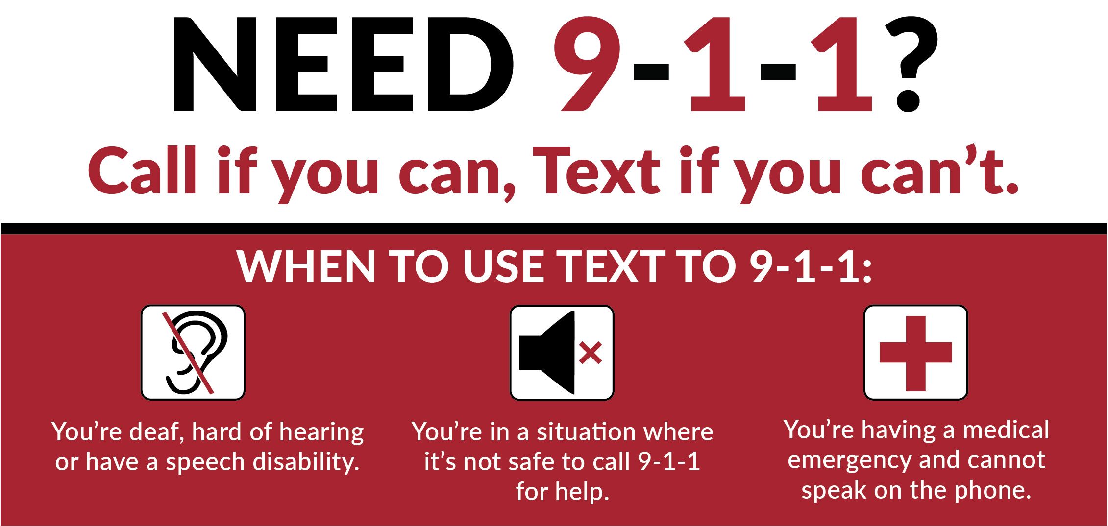 Need 9-1-1? Call if you can, text if you can't. 