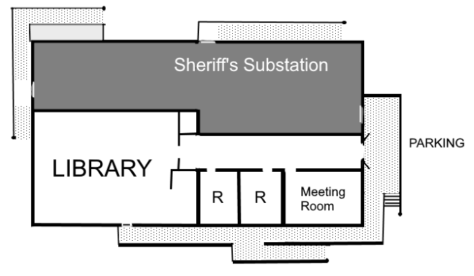 Garberville Library floor plan, approximate