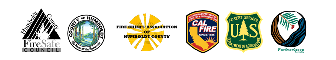 Logos for Humboldt County Fire Safe Council, County of Humboldt, Fire Chiefs’ Association, CAL FI