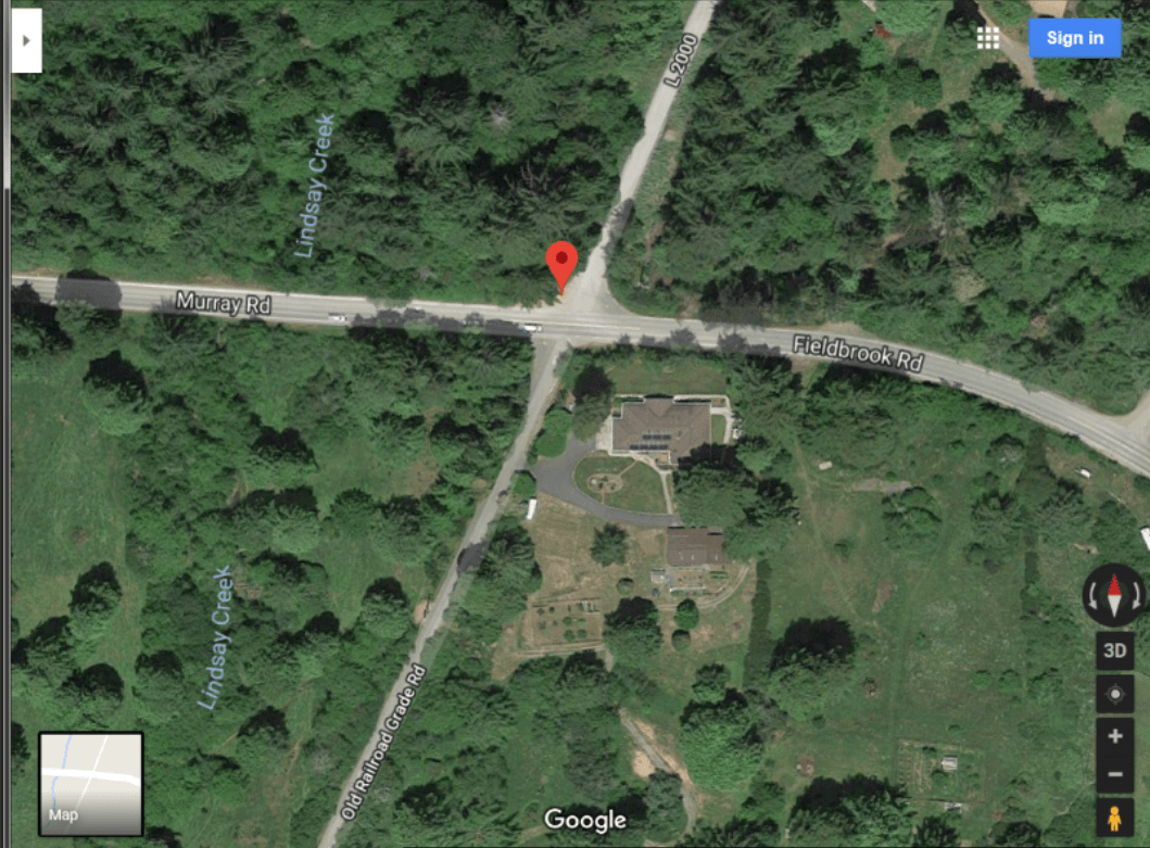 Screenshot of a map of Murray Road and Old Railroad Grade Road