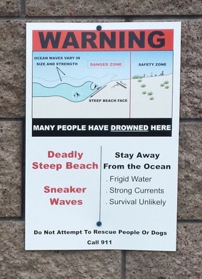 Big Lagoon Sign posted on bathroom