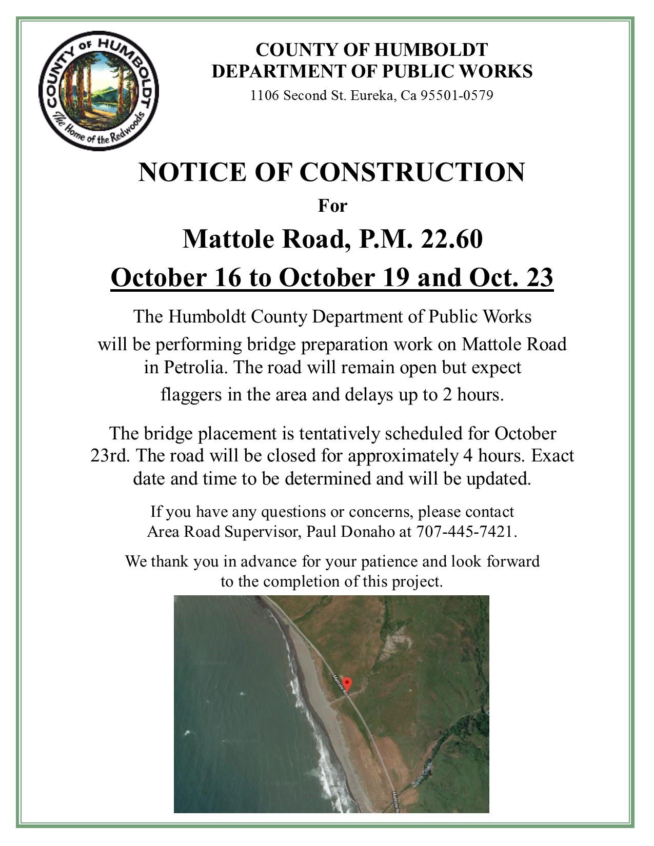 Mattole Road PM 22.60 flier