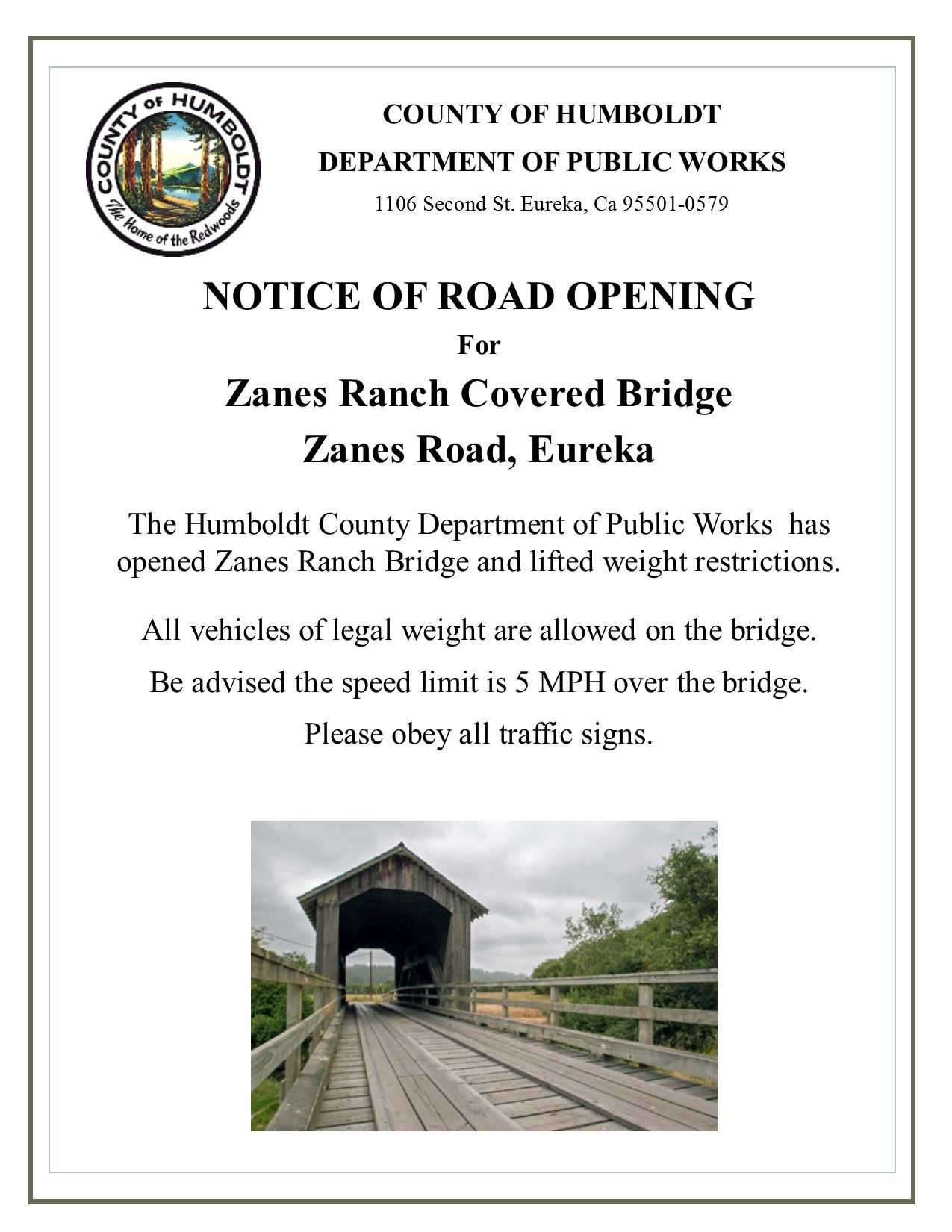 Zanes Bridge Opening
