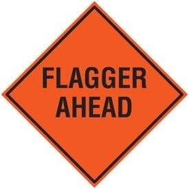 Flagger Ahead Sign