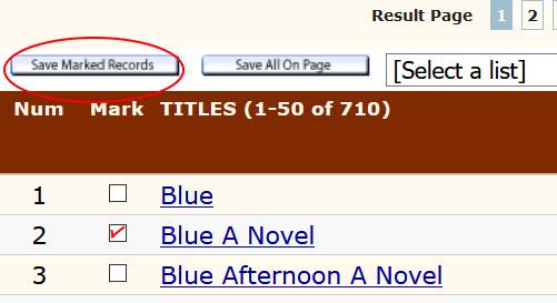 The Save Marked button near the top of the page.