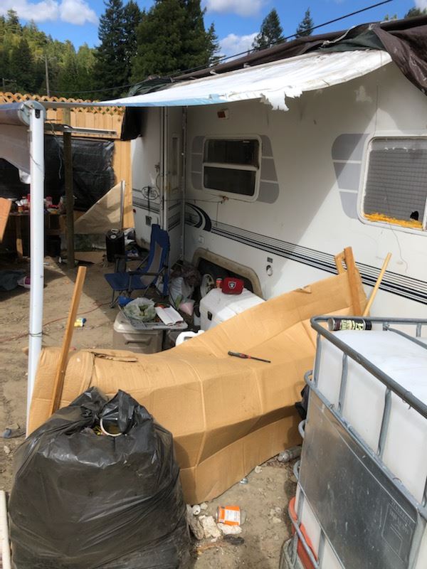 A trailer on a remote property