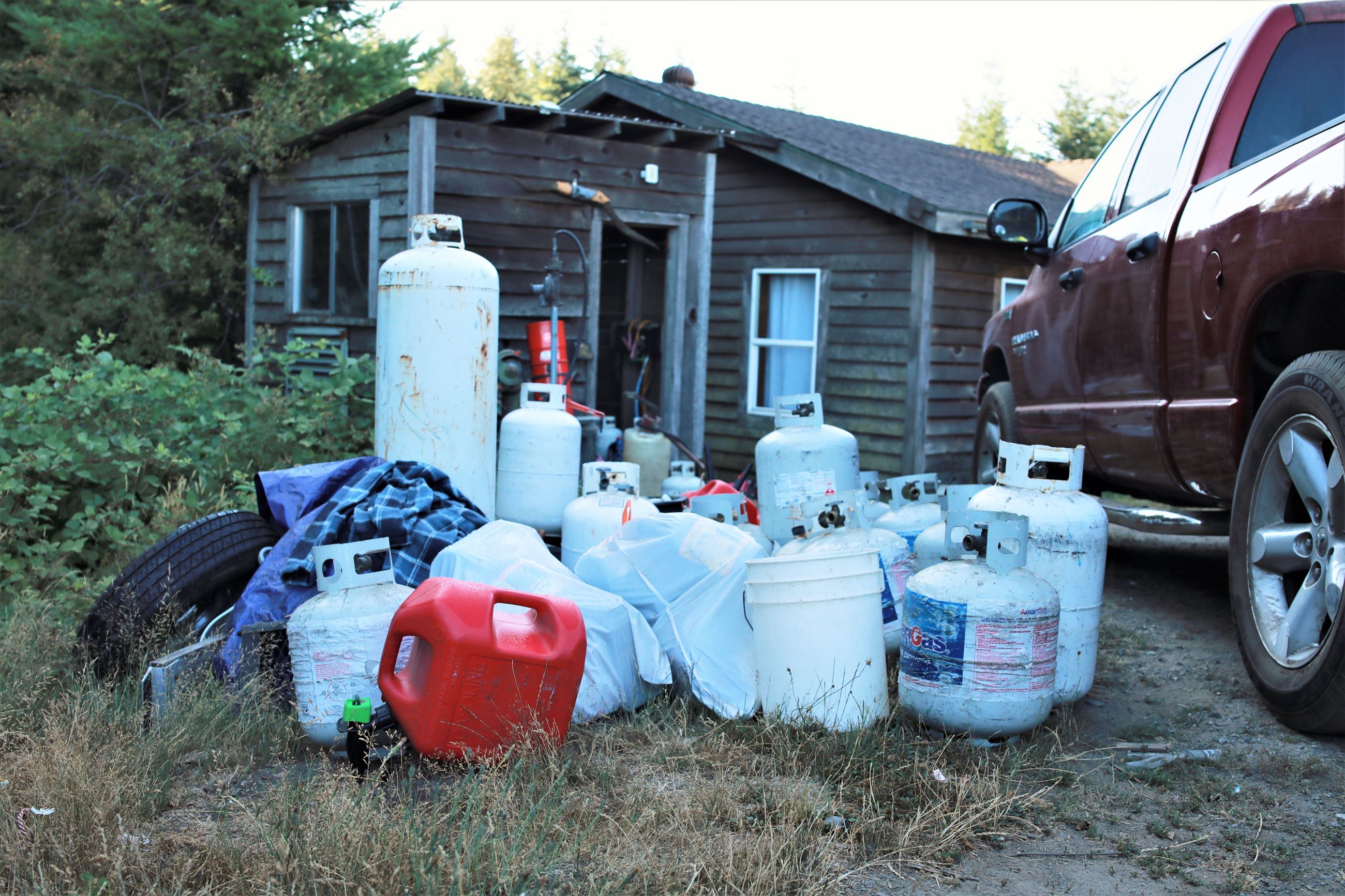Multiple discarded fuel tanks